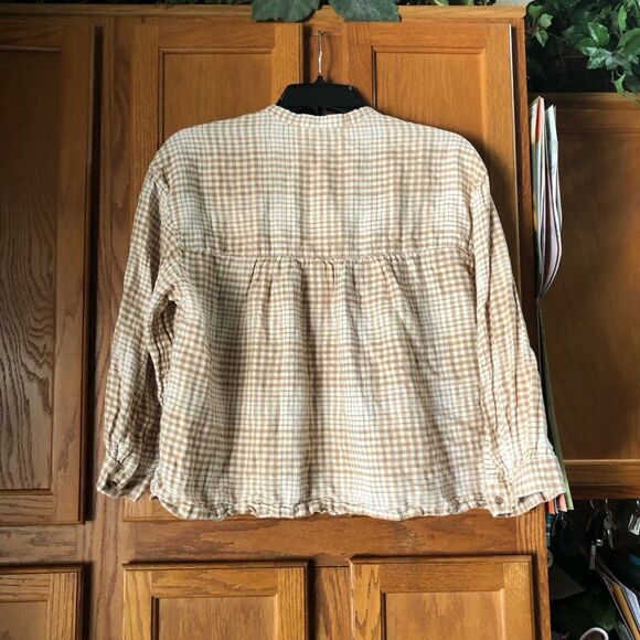 Everlane The Linen Billow Blouse Oversized Gingham Long Sleeve - XS - Picture 9 of 15